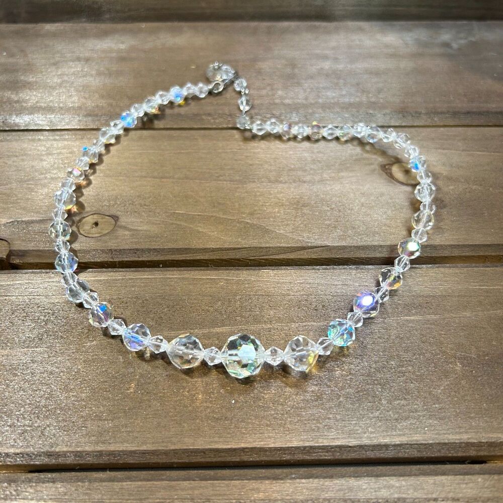 Lady Ellen Aurora Borealis Necklace Iridescent Beads Adjustable up to 16"